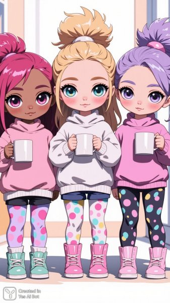 Три куклы в пастельных тонах: уют и волшебство иллюстрации. Изображение из нейросети Flux