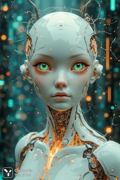 Искусственный интеллект Био-Мимик: портрет будущего и технологической эволюции в цифровом искусстве. Генерация из нейросети Flux.1