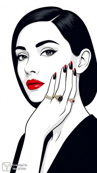 Элегантность и минимализм: яркие губы и стильные акценты в графике. Генерация из нейронной сети Nano-Banana