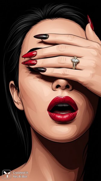 Изящный образ с акцентом на губы и ногти в минималистичном стиле. Картинка из нейросети Nano-Banana