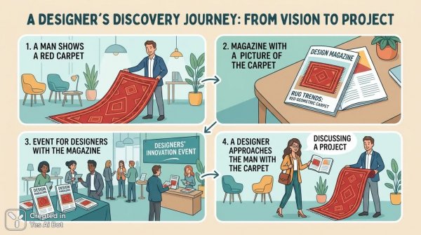 Современный дизайн: ковер как вдохновение и элемент декоративного искусства. Картинка из нейронной сети Nano-Banana