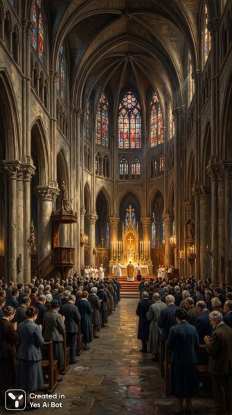 Величественный собор: Свет, молитва и архитектурное величие. Нейросеть Nano Banana