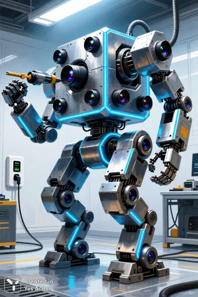 Модульный робот: цифровая живопись в стиле гиперреализма. Картинка из нейросети Qwen Ai Images