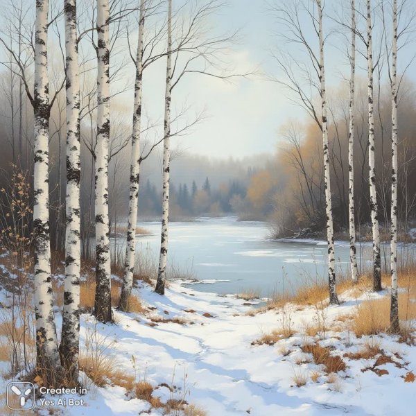 Зимний лес: спокойствие и тишина заснеженной природы. Генерация из нейронной сети Flux