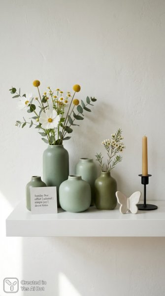 Минималистичная керамика и нежные цветы: элегантный декор для современного интерьера. Генерация из нейросети Nano-Banana