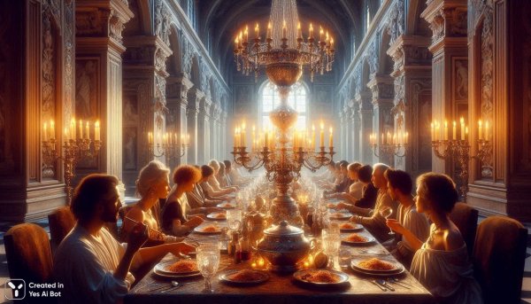 Изысканный вечер в старинном замке: мода, вино и итальянский шарм. Нейросеть Dalle-3