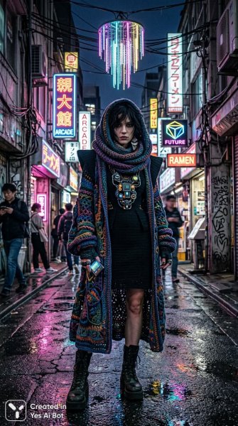 Неоновый лабиринт: футуристическая мода и городские легенды ночного мегаполиса. Нейронная сеть NanoBanana