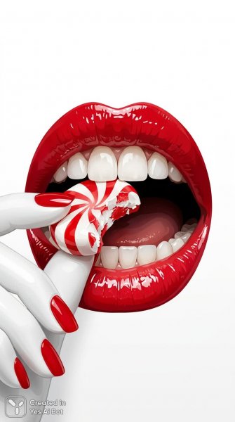 Яркий поцелуй с конфетой: минималистичный векторный арт. Нейронная сеть Nano Banana