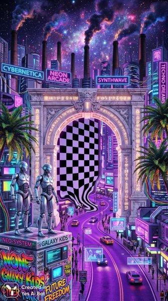 Сюрреалистичные порталы: цифровое искусство и галактический пейзаж. Изображение из нейросети Nano-Banana