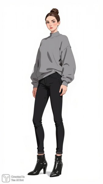 Элегантный образ: свитер, джинсы и ботинки. Нейросеть Flux.1