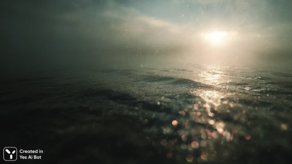 Загадочный рассвет над безбрежным океаном: мистика и сюрреализм в мягком свете. Генерация из нейронной сети Midjourney