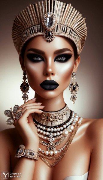 Египетская роскошь: драматичный образ современной женщины в студии. Картинка из нейросети Dalle-3