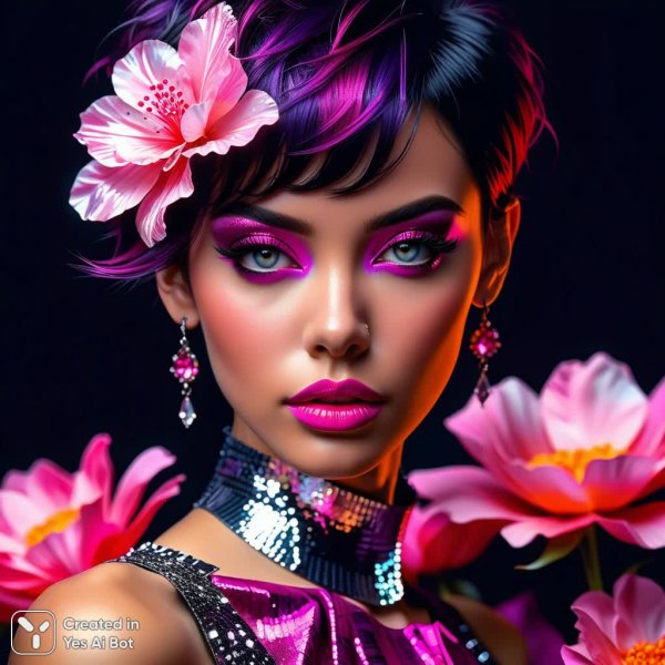 Яркая женщина: акрил и акварель в деталях 4К. Изображение из нейронной сети Stable Diffusion