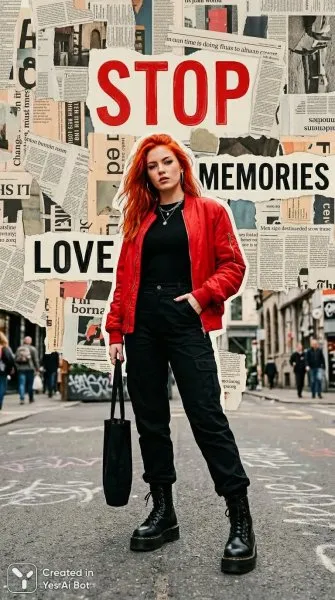 Яркий бунт: уличная мода и дерзкий фотоманипулятор. Изображение из нейронной сети Nano-Banana