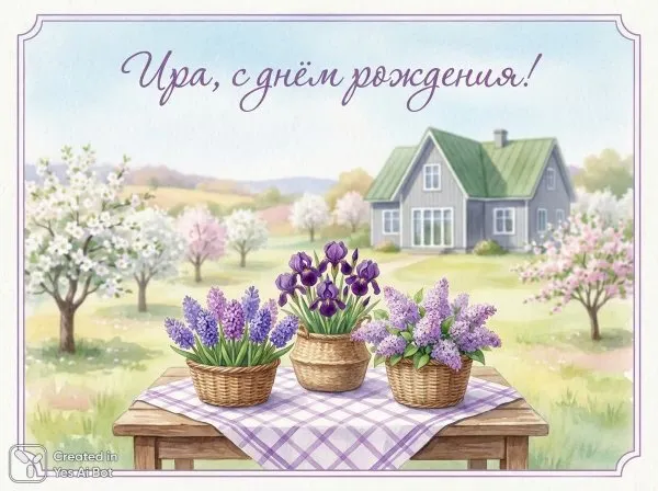 Пасторальный пейзаж: уютный дом и букет полевых цветов. Картинка из нейронной сети NanoBanana