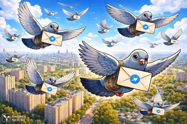 Голуби с письмами: гротескное небо над Москвой. Нейросеть Sora images Ai
