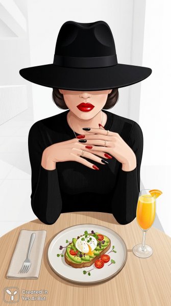 Элегантный завтрак в стиле минимализм: яркие акценты и роскошь векторного дизайна. Нейронная сеть Нано Банана