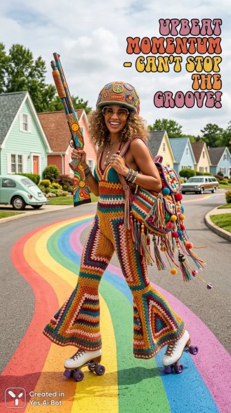 Солнечная дива семидесятых: яркий ретро-стиль и беззаботное настроение. Генерация из нейронной сети NanoBanana