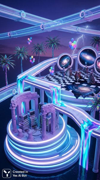 Неоновый храм будущего: сплав технологий и древней красоты. Генерация из нейронной сети Nano-Banana