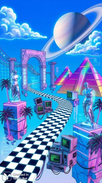 Неоновое видение: цифровой ретро и космическая эстетика. Генерация из нейросети Nano Banana