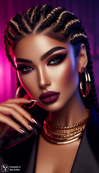 Роскошный портрет: дерзкий взгляд и золото в деталях. Картинка из нейросети Dalle
