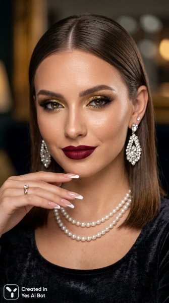 Роскошный образ: бургунди и золото в камерной съемке. Изображение из нейросети Nano-Banana