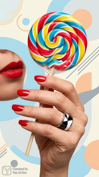 Яркий поп-арт: минимализм и смелые акценты в деталях образа современной девушки. Картинка из нейронной сети NanoBanana