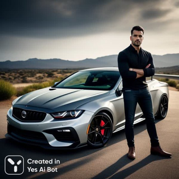 Сохранение образа: человек и автомобиль в гармонии городского пейзажа. Генерация из нейросети Stable Diffusion