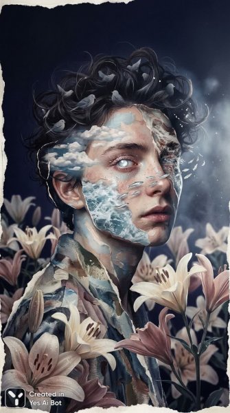 Мечты и отражения: сюрреалистичный портрет в слоях времени и чувств. Генерация из нейронной сети Нано Банана