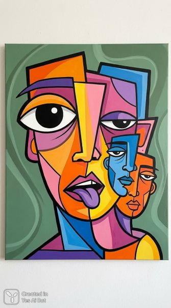 Геометрический портрет: игра цвета и форм в стиле кубизма. Изображение из нейронной сети Нано Банана