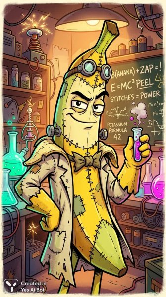 Банановый Франкенштейн: Саркастичный эксперимент в лаборатории безумного ученого. Нейронная сеть Нано Банана