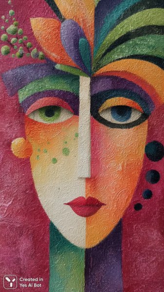 Яркий портрет в стиле абстракции и кубизма. Нейронная сеть Миджорни