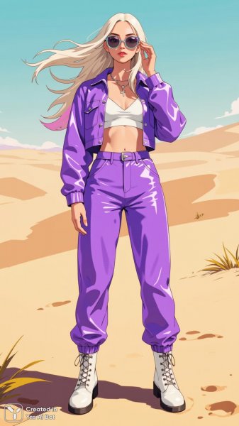 Неоновый взрыв на пустынном пляже: мода и стиль в золотом свете. Нейронная сеть Flux.1