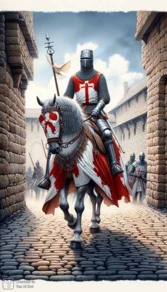 Рыцарь в доспехах: детализированный шедевр средневековой эпохи и замкового двора. Картинка из нейронной сети Dalle