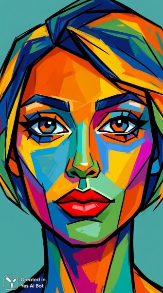 Яркий портрет с акцентом на выразительность и геометричность. Генерация из нейронной сети Нано Банана