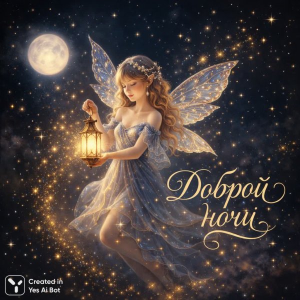Ночная фея: сказка в лунном сиянии и звездном небе. Генерация из нейросети Sora Images
