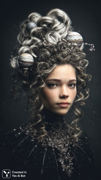 Космическая прическа: воплощение фантазии и роскоши. Картинка из нейросети Midjourney