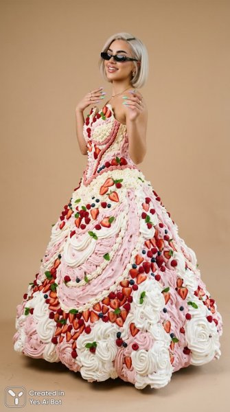Смелый образ: нежность клубники и кремовая роскошь. Изображение из нейросети NanoBanana