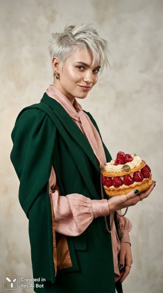 Модный портрет: изысканная красота и сюрреалистичный акцент в деталях стиля. Генерация из нейронной сети Нано Банана