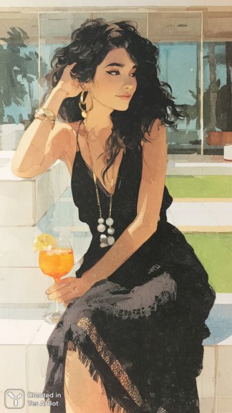 Летний образ: пляжная мода и элегантность в черном кружеве. Генерация из нейронной сети Midjourney