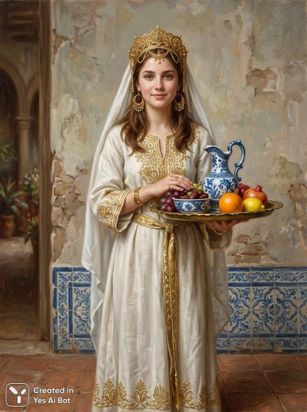 Изящная юность с дарами: портрет в стиле реализма. Нейронная сеть Нано Банана