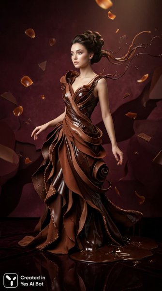 Шоколадная элегия: трансформация красоты и сладкого искушения в сюрреалистичном образе. Генерация из нейросети Нано Банана