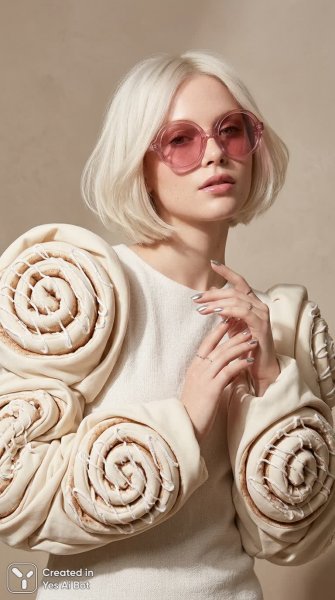 Подробнее о "Нежность и дерзость: портрет в стиле высокой моды с платиновым бобом и розовыми очками. Генерация из нейросети Нано Банана"
