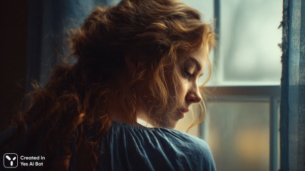 Момент у окна: нежность света и ветра. Картинка из нейронной сети Midjourney