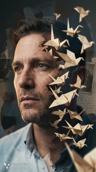 Растворяющийся бюст: птицы из бумаги и сюрреалистичная меланхолия. Картинка из нейросети Nano Banana