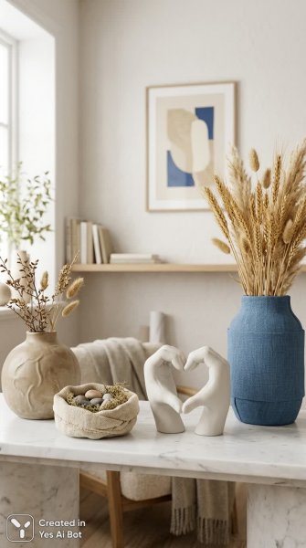 Скандинавский интерьер: вазы, текстиль и нежность в деталях. Генерация из нейросети Nano Banana