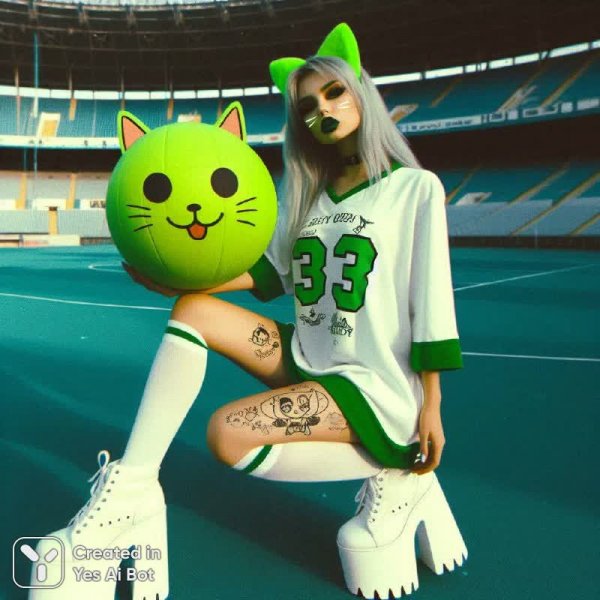 Нежная аналоговая красотка с котиком в гранжевом стиле. Картинка из нейронной сети Далли 3