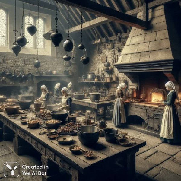 Средневековая кухня: кухонные тайны замкового очага и мастерство поваров. Картинка из нейросети Dalle-3