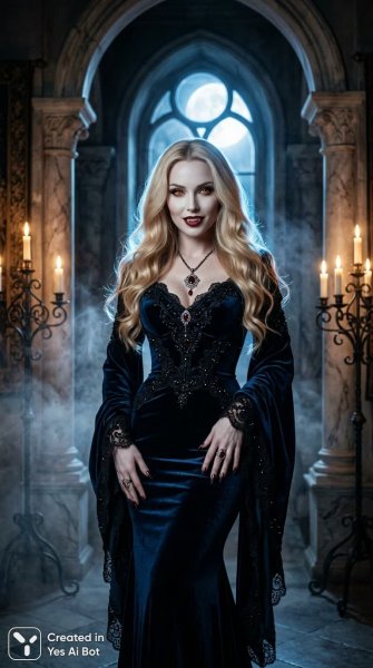 Вампирша в лунном свете: готическая элегантность и темное очарование. Нейронная сеть Nano Banana
