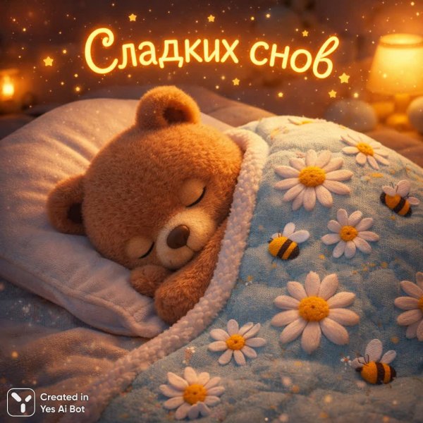 Спящий медвежонок: уютный мир сказочных снов. Нейронная сеть Sora images Ai